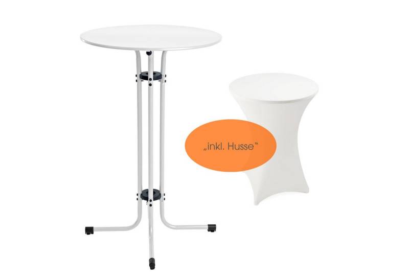 ESTEXO Gartentisch Stehtisch Bistrotisch Metall Garten Tisch Ø 70 cm Bartisch Weiß inkl. von ESTEXO