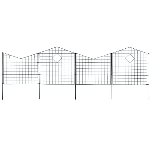 ESTEXO Gartenzaun Set Teichzaun 10 Elemente Steckzaun Metallzaun Zaunset Spitzbögen Gitter-Zaun Metall-Gitter Teichzaun-Set (Anthrazit) von ESTEXO