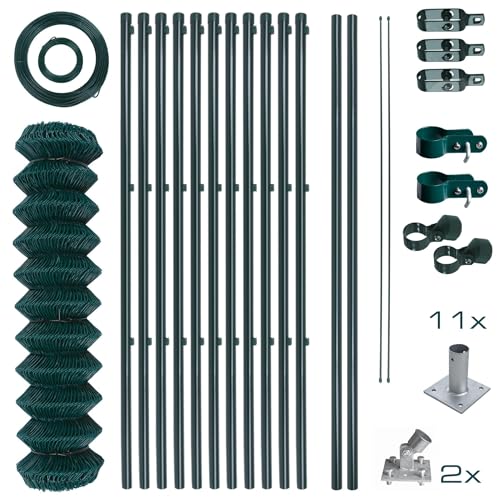 ESTEXO Gartenzaunset Gartenzaun Zaunset Maschendraht Set Aufschraubhülsen Komplett-Set Maschendraht-Zaunset (1,0 x 25 m) von ESTEXO
