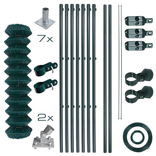 ESTEXO Gartenzaunset Gartenzaun Zaunset Maschendraht Set Aufschraubhülsen Komplett-Set Maschendraht-Zaunset (1,5 x 15 m) von ESTEXO