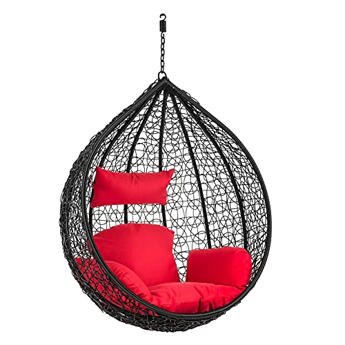 ESTEXO Hängesessel Polyrattan Hängekorb Rattan Hängestuhl Hängesitz Sessel Korb Schwarz von ESTEXO