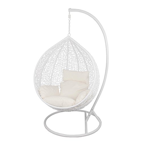 ESTEXO Hängesessel mit Gestell Hängesitz Hängesessel Rattan Hängeschaukel Weiß von ESTEXO