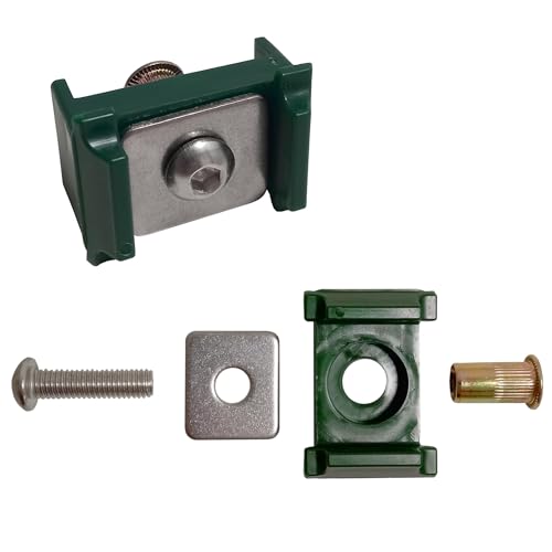 ESTEXO Halter Mattenhalter 10er Set Klemmhalter für Doppelstabmattenzaun Zaun Pfosten RAL 6005 von ESTEXO