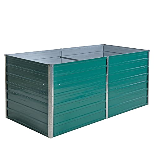 ESTEXO Hochbeet Metall Pflanzbeet Gemüsebeet Stahl Beet Pflanzkasten Blumenbeet Garten Verzinkt Gartenbeet RAL6005 (Moosgrün) 160x80x77 cm von ESTEXO
