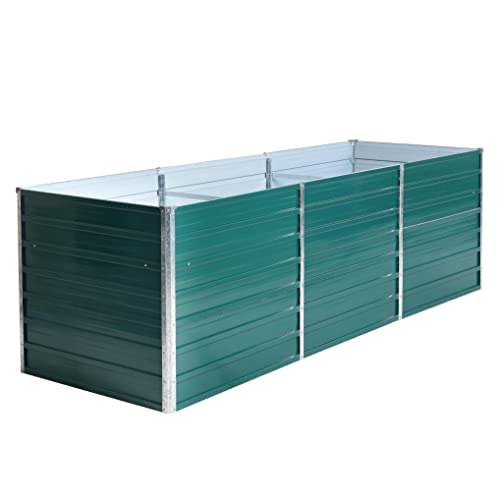 ESTEXO Hochbeet Metall Pflanzbeet Gemüsebeet Stahl Beet Pflanzkasten Blumenbeet Garten Verzinkt Gartenbeet RAL6005 (Moosgrün) 240x80x77 cm von ESTEXO
