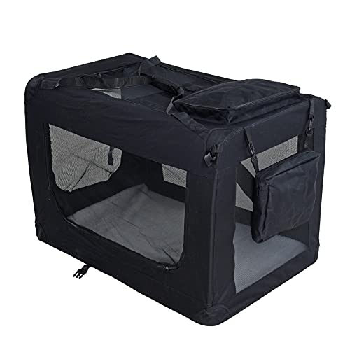 ESTEXO Hundebox Hundetransportbox Transportbox faltbar Reisebox Katzenbox Box Transporttasche Tier-Box Katzentransportbox Autobox (XXXL/Schwarz) von ESTEXO