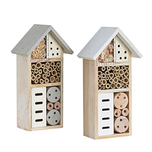 ESTEXO Insektenhotel Insektenhaus Nistkasten Brutkasten Insekten Hotel Holz Bienen Unterschlupf Schmetterling (2X 26x13x8,5 cm) von ESTEXO