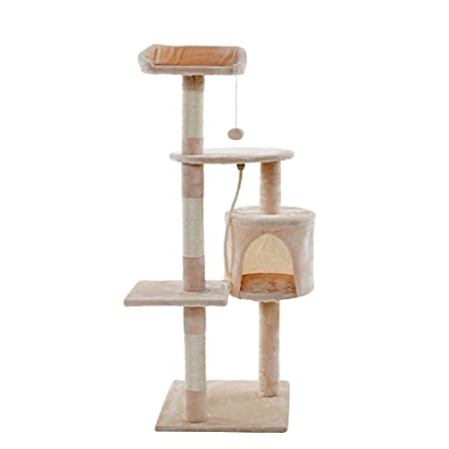 ESTEXO Katzenkratzbaum Kratzbaum Katzenbaum 112 cm Spielbaum XL Kletterbaum für Katzen Kratzmöbel Spielmöbel Beige von ESTEXO