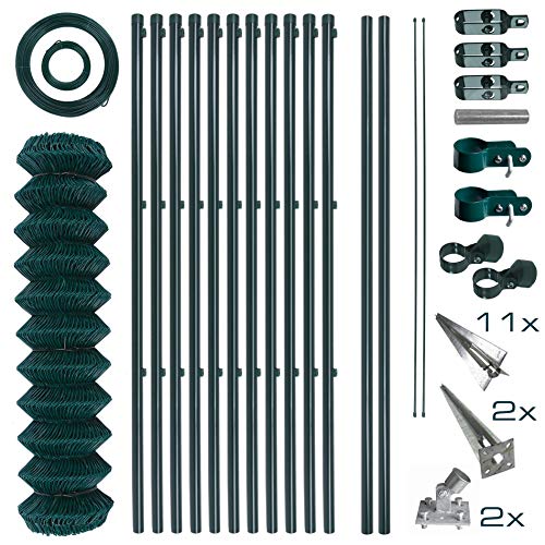 ESTEXO Maschendrahtzaun Gartenzaun Set Komplettset Zaun Gartenzaunset Zaunset Drahtzaun Maschendraht mit Einschlaghülsen (1,0 x 25 m) von ESTEXO