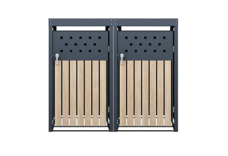 ESTEXO Mülltonnenbox Mülltonnenbox Müllbox Mülltonnenverkleidung 2 Türe von ESTEXO