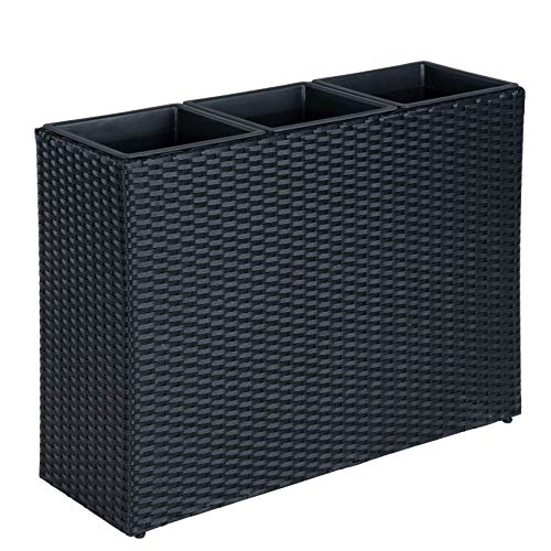ESTEXO Pflanzkübel Blumentopf Poly Rattan Blumenkübel Hochbeet Übertopf Gartenmöbel (Schwarz) von ESTEXO