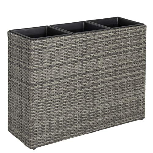 ESTEXO Pflanzkübel Blumentopf Poly Rattan Blumenkübel Hochbeet Übertopf Gartenmöbel (Anthrazit-Grau) von ESTEXO