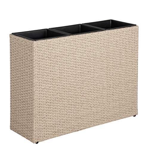 ESTEXO Pflanzkübel Blumentopf Poly Rattan Blumenkübel Hochbeet Übertopf Gartenmöbel (Beige-Grau) von ESTEXO