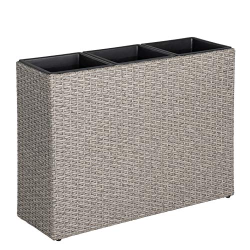 ESTEXO Pflanzkübel Blumentopf Poly Rattan Blumenkübel Hochbeet Übertopf Gartenmöbel (Grau-Mix) von ESTEXO
