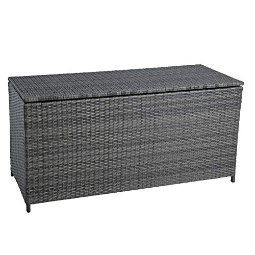 ESTEXO Polyrattan Auflagenbox Kissenbox Gartenbox Gartentruhe Aufbewahrungsbox Auflagentruhe (Anthrazit-Grau) von ESTEXO