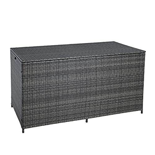 ESTEXO Polyrattan Auflagenbox XXL Kissenbox 870 Liter Gartenbox Gartentruhe Aufbewahrungsbox (Anthrazit-Grau) von ESTEXO