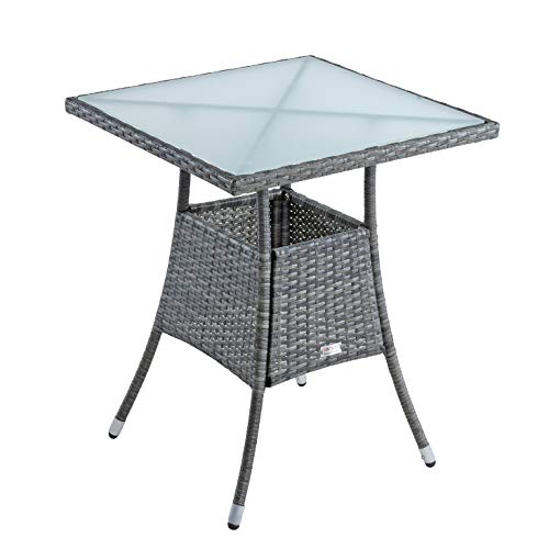 ESTEXO Polyrattan Beistelltisch Gartentisch 57x57x72 cm Rattan Tisch Balkontisch Gartenmöbel Terrassentisch (Anthrazit-Grau) von ESTEXO