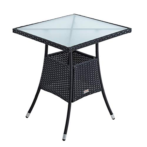 ESTEXO Polyrattan Beistelltisch Gartentisch 57x57x72 cm Rattan Tisch Balkontisch Gartenmöbel Terrassentisch (Schwarz) von ESTEXO