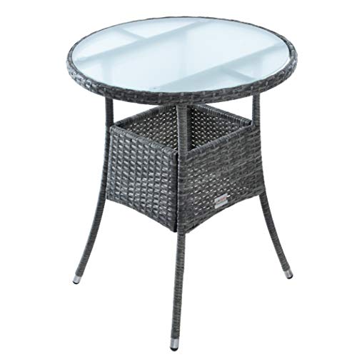 ESTEXO Polyrattan Beistelltisch Gartentisch Rattan Tisch Balkontisch Gartenmöbel Rund Kaffeetisch Teetisch Couchtisch Rattantisch (Anthrazit-Grau) von ESTEXO