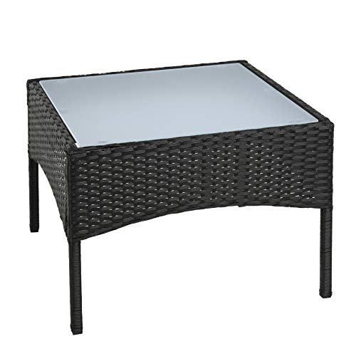 ESTEXO Polyrattan Beistelltisch Rattan Tisch Gartentisch Balkontisch Loungetisch Möbel (Schwarz) von ESTEXO