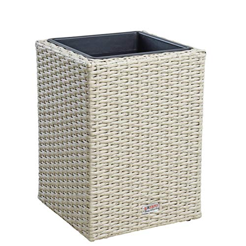 ESTEXO Polyrattan Blumentopf Übertopf Pflanztopf Blumenkübel Rattan Pflanzkübel Topf (40 cm/Beige) von ESTEXO