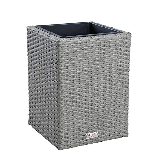 ESTEXO Polyrattan Blumentopf Übertopf Pflanztopf Blumenkübel Rattan Pflanzkübel Topf (40 cm/Grau-Mix) von ESTEXO