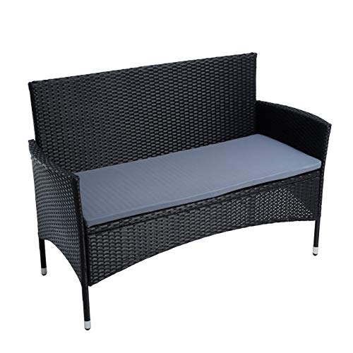ESTEXO Polyrattan Gartenbank Bank Rattan Gartenmöbel 2-Sitzer Sitzbank mit Sitzkissen Rattanmöbel (Schwarz) von ESTEXO