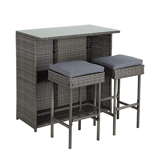 ESTEXO Polyrattan Gartenbar Set Gartenmöbel Sitzgruppe Rattan Bar Tresen Theke Tisch Barset Bartisch Stehtisch Gartentheke Barhocker Bar-Stuhl Sitzgruppe Grau ESTEXO Polyrattan Gartenbar Set Gartenmöbel Sitzgruppe Rattan Bar Tresen Theke Tisch Barset Bartisch Stehtisch Gartentheke Barhocker Bar-Stuhl Sitzgruppe Grau von ESTEXO