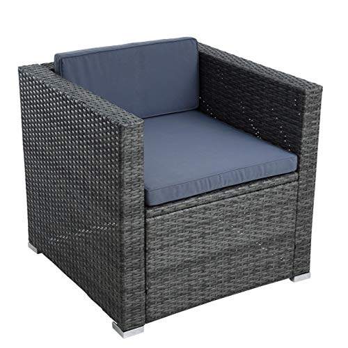 ESTEXO Polyrattan Gartensessel Loungesessel Rattan Lounge Sessel Gartenstuhl Stuhl (Anthrazit-Grau) von ESTEXO