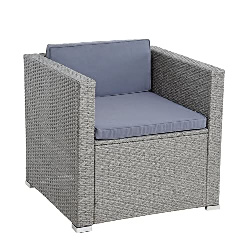 ESTEXO Polyrattan Gartensessel Loungesessel Rattan Lounge Sessel Gartenstuhl Stuhl (Grau-Mix) von ESTEXO