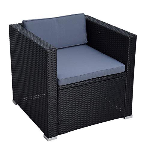 ESTEXO Polyrattan Gartensessel Loungesessel Rattan Lounge Sessel Gartenstuhl Stuhl (Schwarz) von ESTEXO