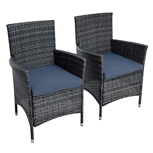 ESTEXO Polyrattan Gartenstuhl Set 2er Stuhlset Rattan Stuhl Garten Sessel Rattanstühle Balkonstühle Terrassenstühle Outdoor Stühle Balkonsessel (Anthrazit-Grau) von ESTEXO