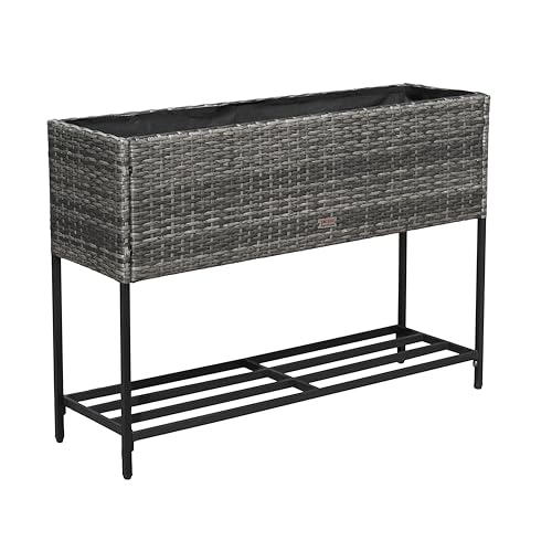 ESTEXO Polyrattan Hochbeet Blumenbeet 100x30x70 cm Pflanzbeet Kräuterbeet Gemüsebeet Frühbeet (Anthrazit-Grau) von ESTEXO