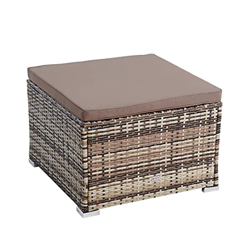 ESTEXO Polyrattan Sitzhocker XXL Hocker Rattan Gartenmöbel Gartenhocker Gartenstuhl Rattanstuhl Rattanhocker (Beige-Braun) von ESTEXO