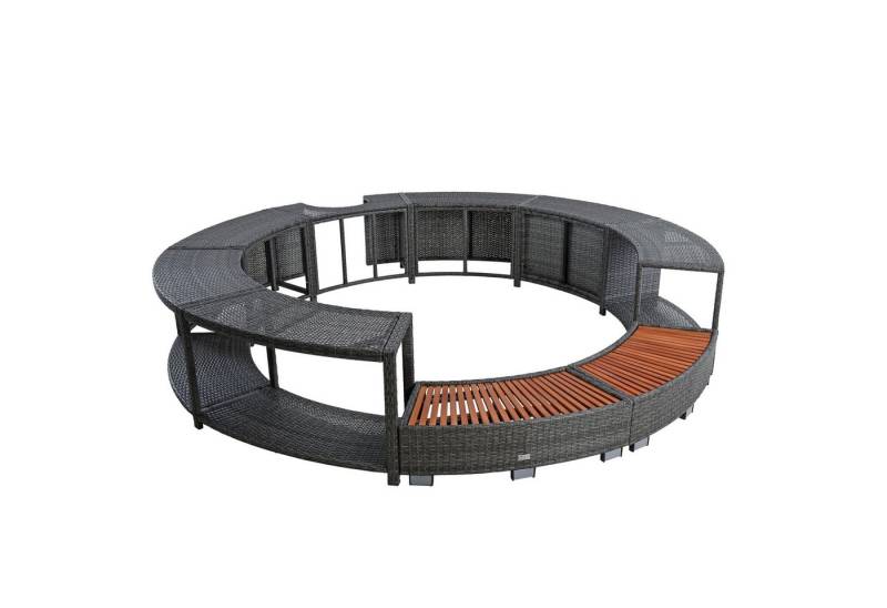 ESTEXO Pooltreppe Whirlpool Umrandung Poolumrandung Poolverkleidung Rattan Rahmen Anth von ESTEXO