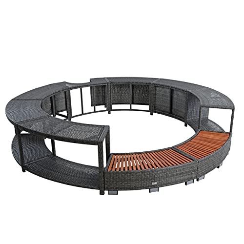 ESTEXO Poolumrandung Poolverkleidung Whirlpool Umrandung Polyrattan Verkleidung Einfassung Rund 200 cm (Anthrazit-Grau) von ESTEXO