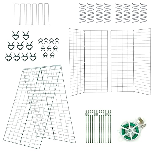 ESTEXO Rankhilfe Rankgitter Gitterspalier 2er Set Kletterhilfe Metall Gitter Ranksäule mit Erdanker und Befestigungsclips von ESTEXO