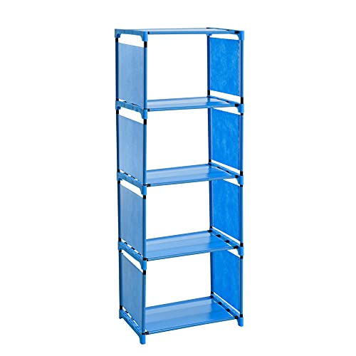 ESTEXO Regal Bücherregal Schrank Bücherschrank Standregal Wandregal Stoffregal Stecksystem 4 Fächer Blau von ESTEXO