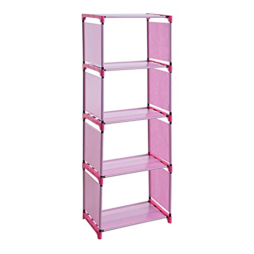 ESTEXO Regal Bücherregal Schrank Bücherschrank Standregal Wandregal Stoffregal Stecksystem 4 Fächer Pink von ESTEXO