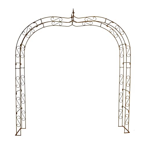 ESTEXO Rosenbogen Rankhilfe Kletterhilfe Edelrost Rosenspalier Torbogen Rost Metall Bogen Spalier (240 cm) von ESTEXO