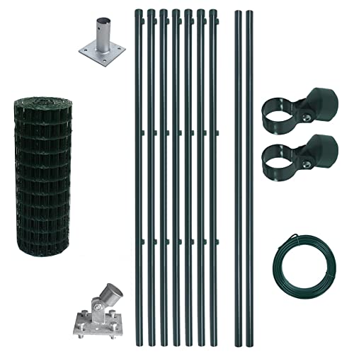 ESTEXO Schweißgitter Gartenzaun Set Komplettset Zaun Gartenzaunset Zaunset Drahtzaun Gitterzaun mit Aufschraubhülsen (0,8 x 10 m) von ESTEXO