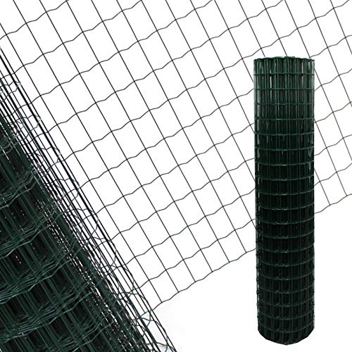 ESTEXO Schweißgitter Gartenzaun verzinkt mit PVC-Beschichtung grün, Maschenweite 7,5 x 5 cm 1,5x25m von ESTEXO