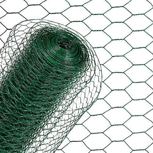 ESTEXO Sechseckgeflecht Gartenzaun Drahtzaun 25 mm Maschenweite Gitterzaun Kaninchendraht Drahtgitter Volierendraht Hasendraht Kaninchendraht Drahtgeflecht verzinkt und beschichtet Grün (1,50 x 10 m) von ESTEXO