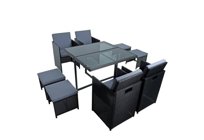 ESTEXO Sitzgruppe Gartenmöbel Set Rattanmöbel 8 Personen Polyrattan Gartenset Schwarz von ESTEXO