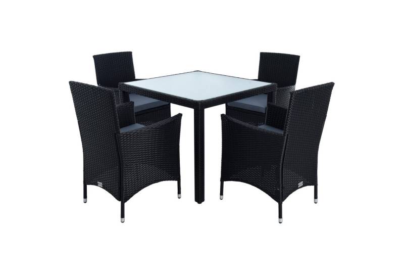 ESTEXO Sitzgruppe Polyrattan Gartenmöbel Set Rattan Gartenset Garten Essgruppe Schwarz von ESTEXO