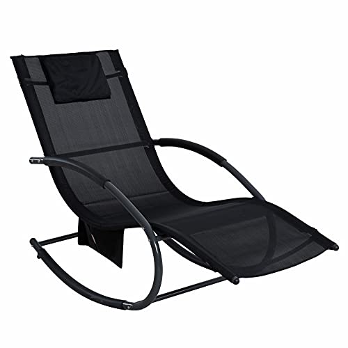 ESTEXO Sonnenliege Relaxliege Gartenliege Liegestuhl Schaukelliege Swing mit Tasche Liege Swingliege (Schwarz) von ESTEXO