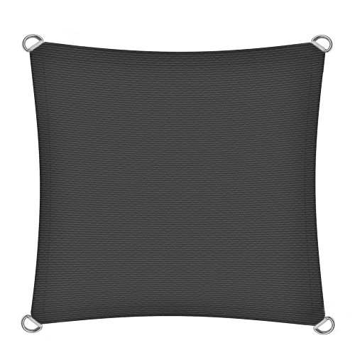 ESTEXO Sonnensegel Sonnenschutzsegel Sonnendach Sonnenschutz UV-Schutz Sichtschutz HDPE Anthrazit 3x3m (Quadrat) von ESTEXO