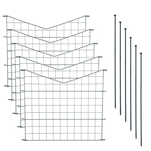 ESTEXO Teichzaun Gartenzaun 11tlg Set Zaun Teich 5 Zaunelemente Gitterzaun Anthrazit Gitter Steckzaun Elemente Welpenauslauf Unterbogen spitz von ESTEXO