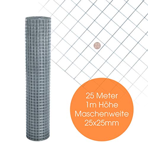 ESTEXO Volierendraht feuerverzinkt, Höhe 1,00 m 10 Meter 25 x 25 mm von ESTEXO