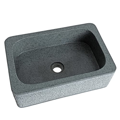 ESTEXO Waschbecken Basalt Naturstein Waschtisch ca. 45 x 30 x 15 cm Waschschale Becken Steinwaschbecken Grau von ESTEXO